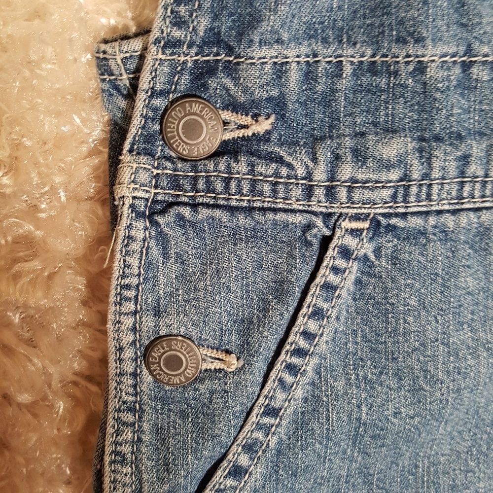 AEO Dungarees Workwear Denim Overall Shorts - Picture 4 of 8